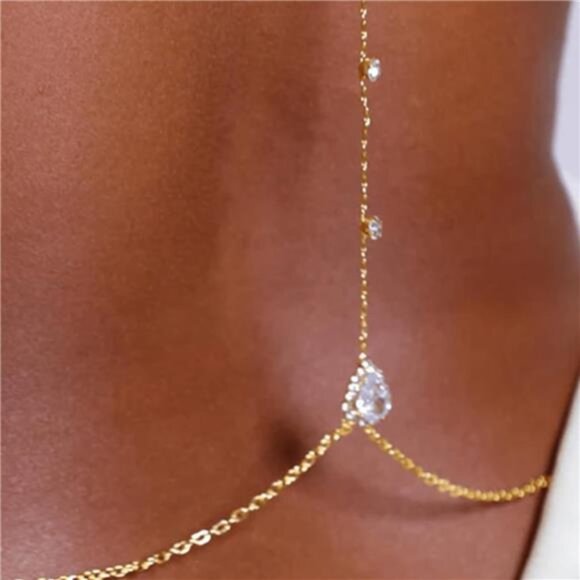 Rhinestone Back Chain Necklace – Sparkling Body Jewelry for Backless Dresses - Picture 2 of 5